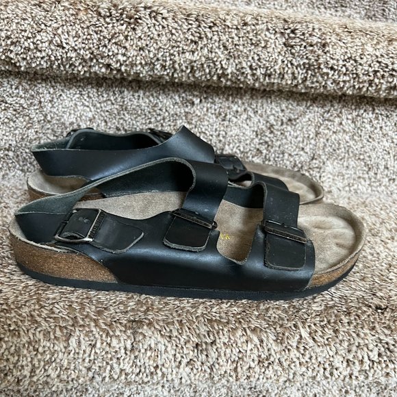 Birkenstock Milano Men’s Dark Grey 2-Strap Backstrap Leather Sandals main image 9